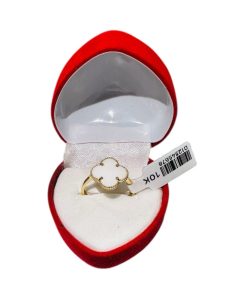Elegant Gold Clover Ring White 10k