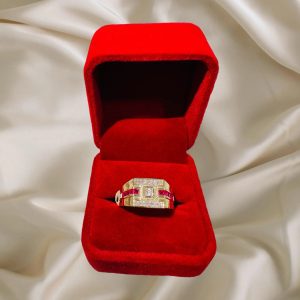 Red and white stone ring 10k