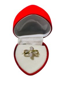 Elegant womens double heart ring in 10k gold