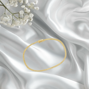 Womens cuban link Anklet solid in 10k 3mm 10”