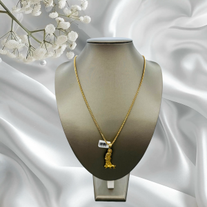 Hermosa cadena estilo Franco con un elegante dije de San Lázaro en Oro 10k